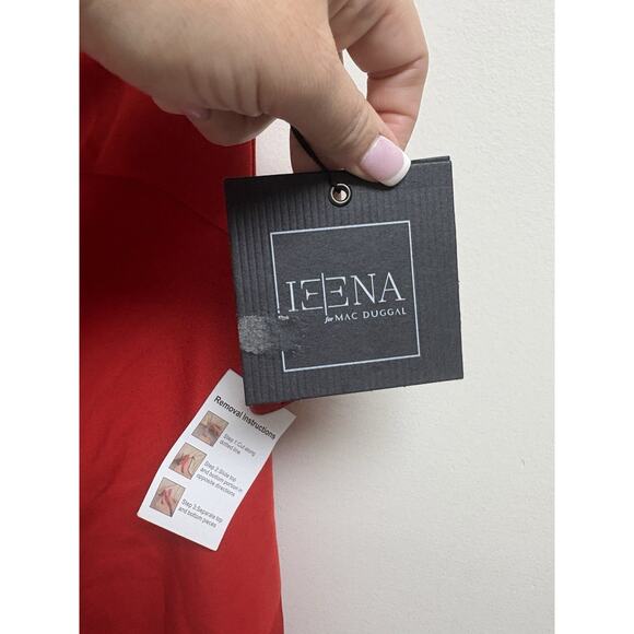 Ieena for Mac Duggal 26665 Red Bow One Shoulder Side Slit Gown READ - Picture 7 of 13